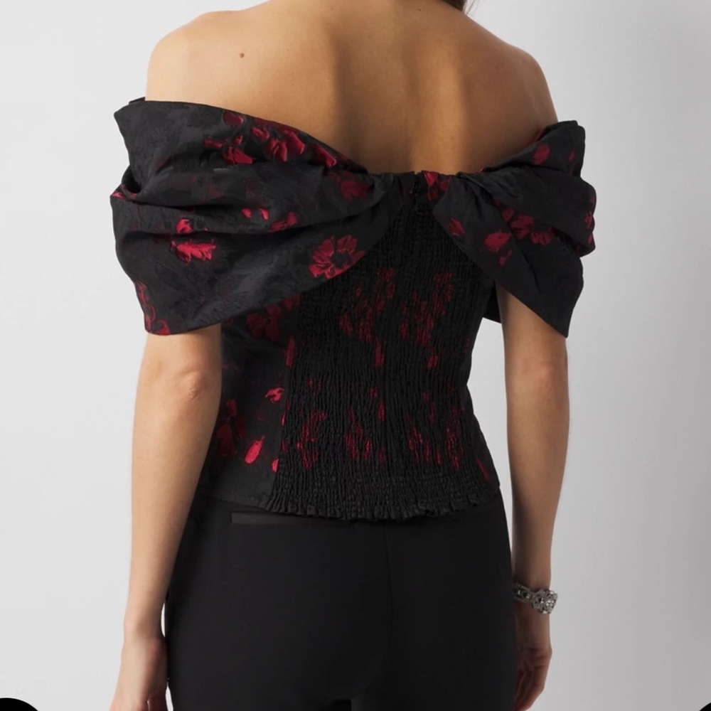 White House black market Floral Jacquard Bustier - Black and Red NWT Sz 4 - Picture 5 of 8